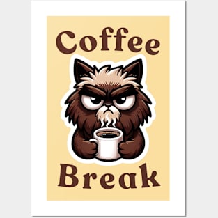 Cat With Coffee "Coffee Break' Posters and Art